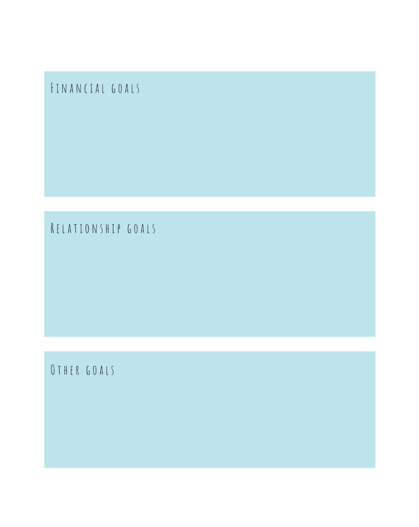Planner blue yearly goals page 2